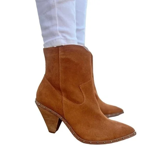 CHINESE LAUNDRY RAMBLE WESTERN LEATHER BOOTIES RUSTY BROWN NWOT WOMEN'S SIZE 7.5 - Picture 2 of 14